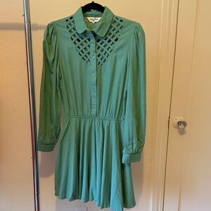 Elegant Green Collared Mini Dress